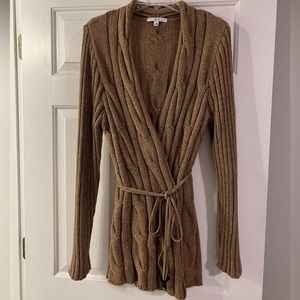 CAbi Cable Knit Sweater. Camel color Size Large